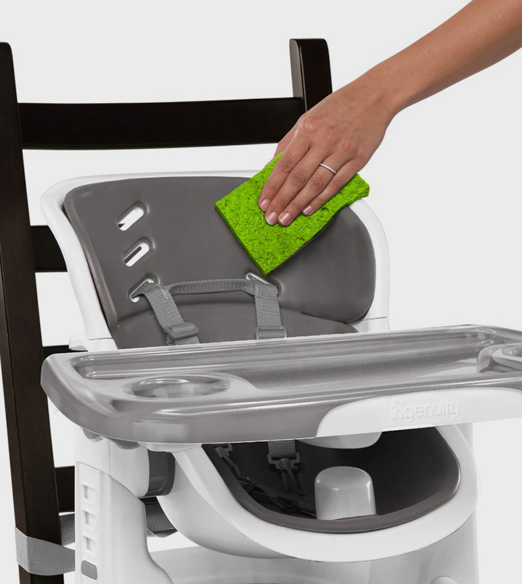 Full Course SmartClean 6-in-1 High Chair – SmartClean EVA Foam, 5 Point Safety Harness, 2 Dishwasher Safe Trays – Slate
