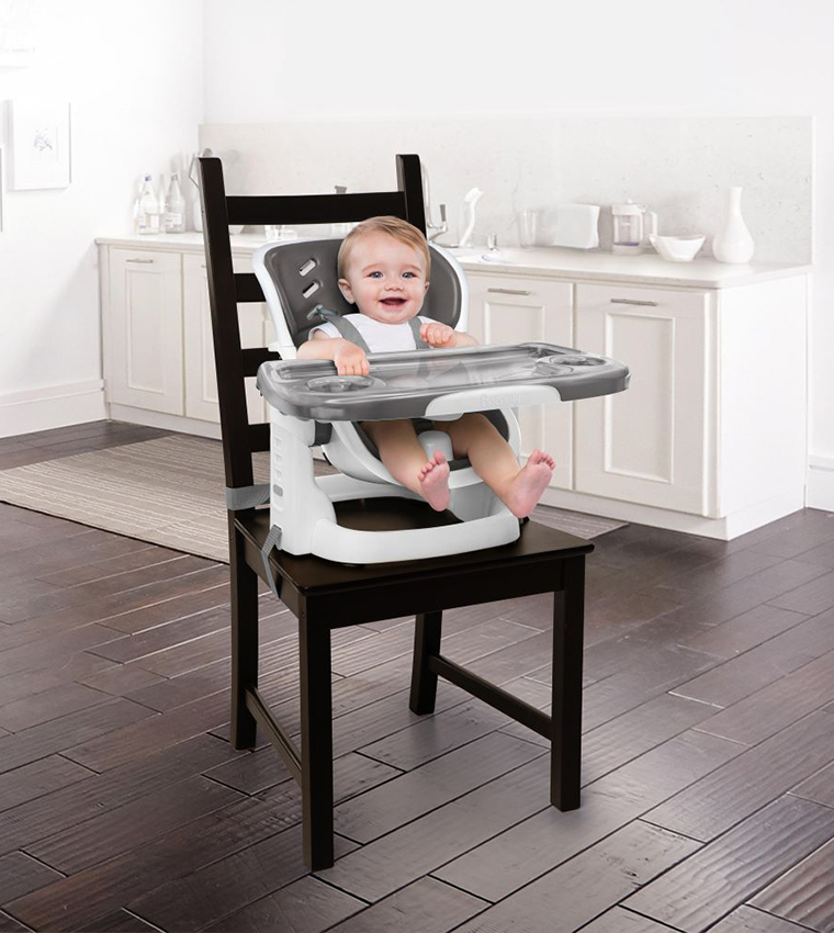 Full Course SmartClean 6-in-1 High Chair – SmartClean EVA Foam, 5 Point Safety Harness, 2 Dishwasher Safe Trays – Slate