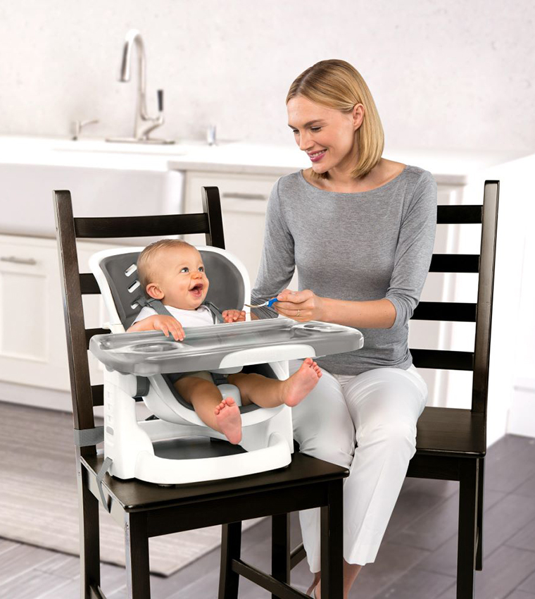 Full Course SmartClean 6-in-1 High Chair – SmartClean EVA Foam, 5 Point Safety Harness, 2 Dishwasher Safe Trays – Slate