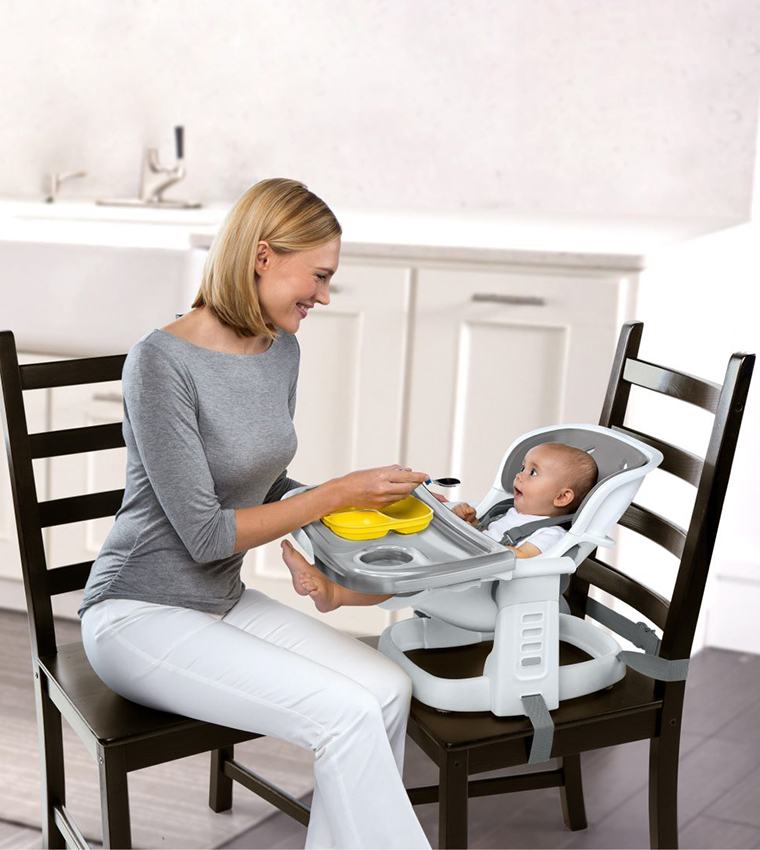 Full Course SmartClean 6-in-1 High Chair – SmartClean EVA Foam, 5 Point Safety Harness, 2 Dishwasher Safe Trays – Slate