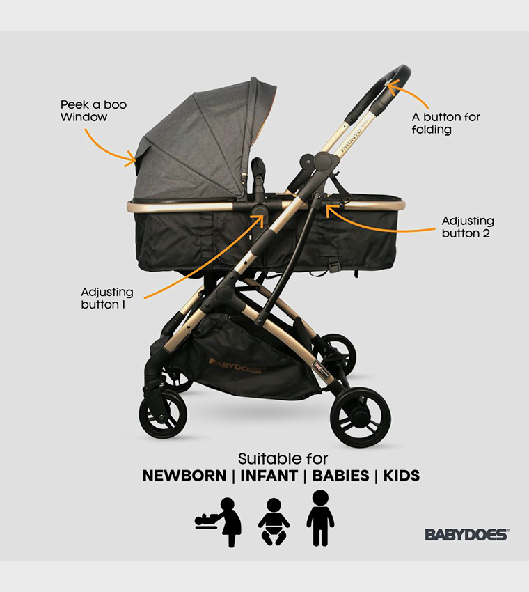 Buy BABYDOES PRONTO RTS Baby Stroller With Reversible Travel System And ...