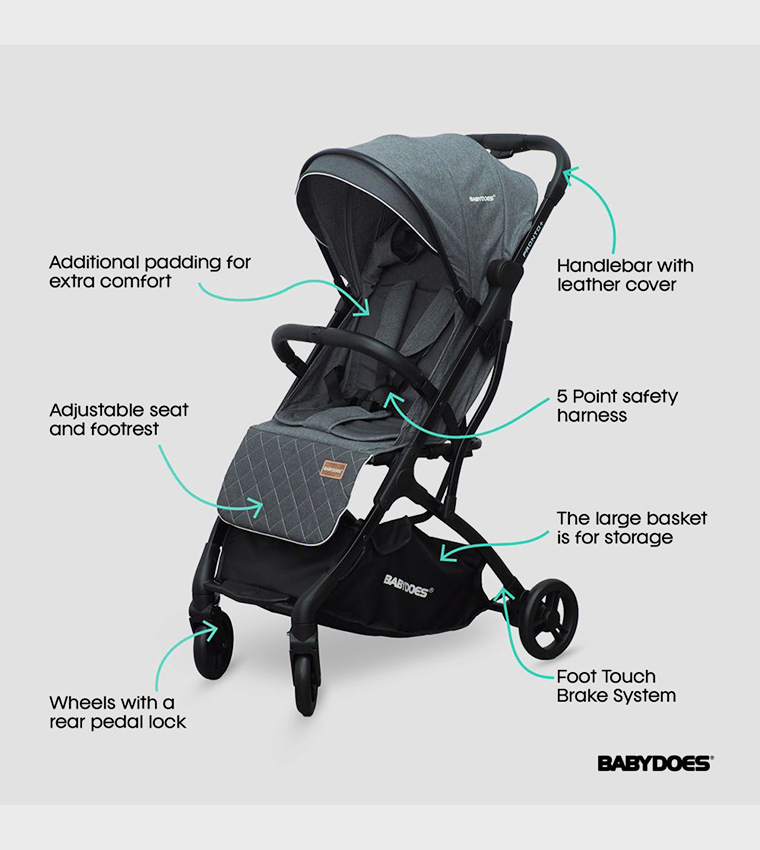 PRONTO+  Baby Stroller with 5-Point Harness and One-Click Brake System