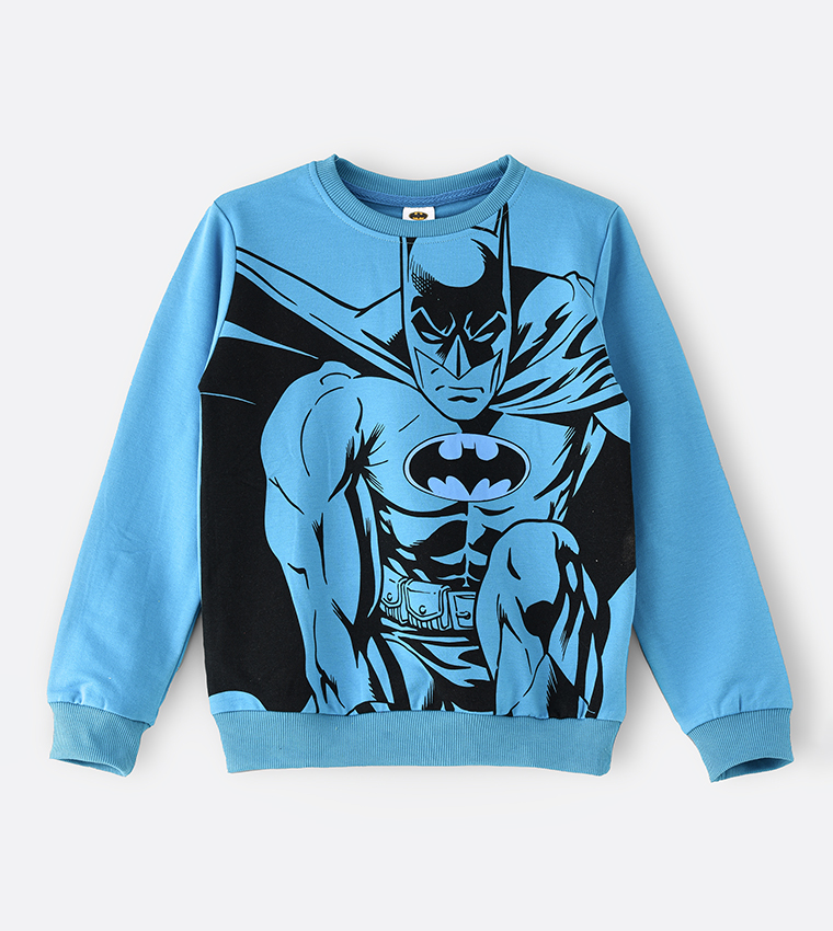 Buy Warner Bros. Wonder @ FAN MANIA Batman Themed Crew Neck Sweatshirt In  Blue | 6thStreet Kuwait