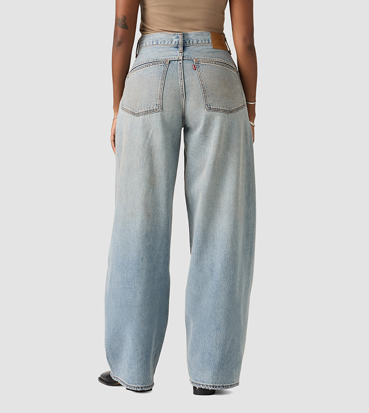 Washed High Rise Super Baggy Barrel Fit Jeans