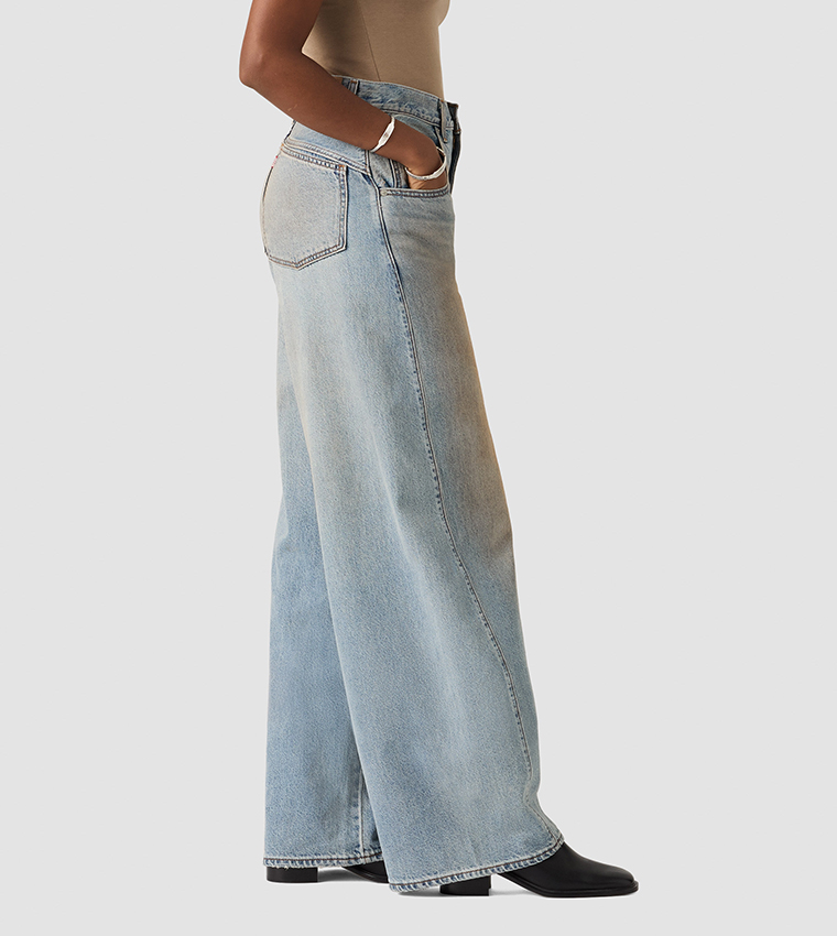 Washed High Rise Super Baggy Barrel Fit Jeans