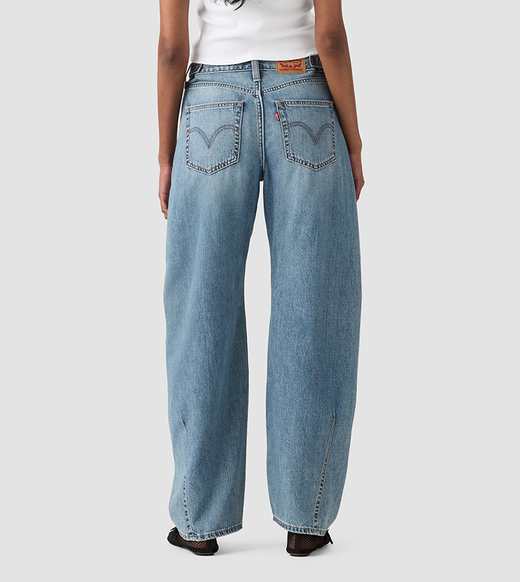 Washed Cinch Barrel Fit Jeans