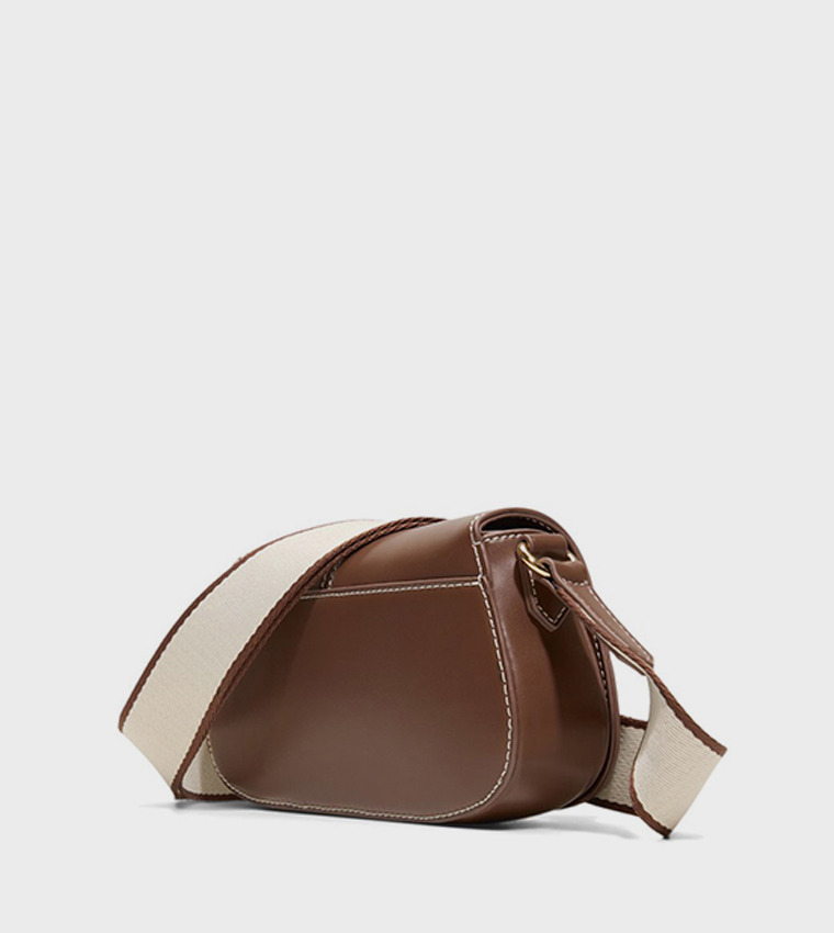 WEBBER Contrast Stitch Flap Crossbody Bag