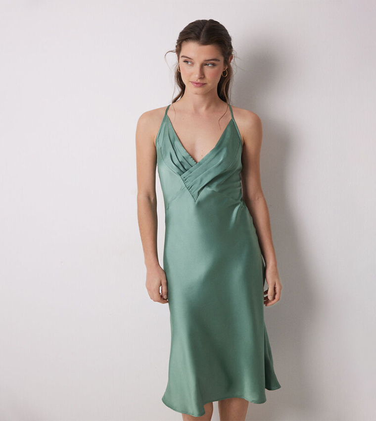 Solid Satin Midi Nightdress
