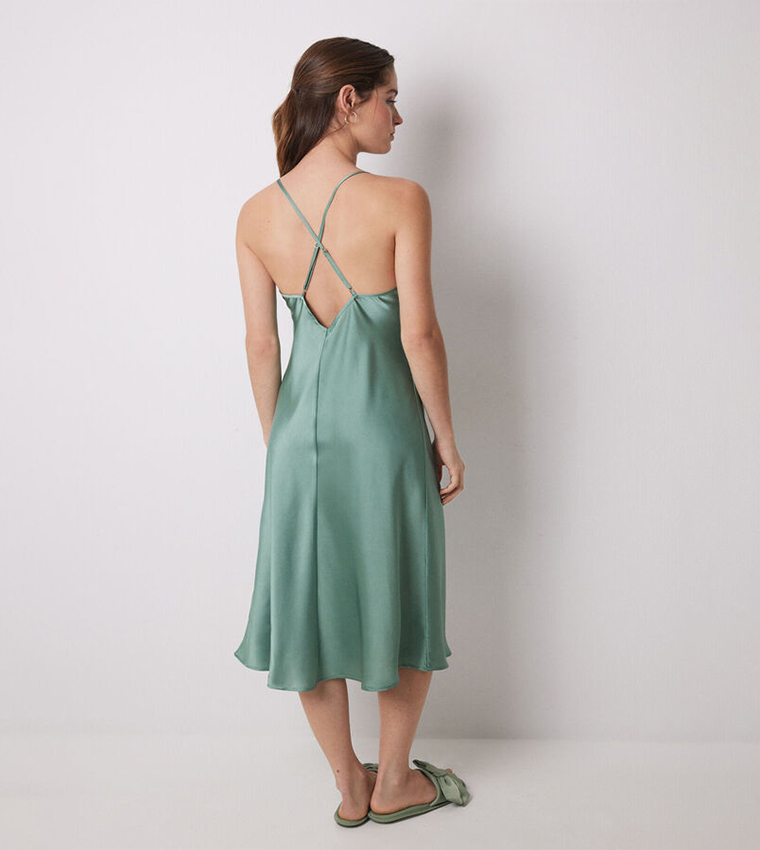 Solid Satin Midi Nightdress