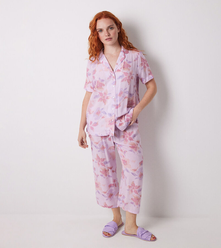 Floral Printed Shirt Pyjama Set