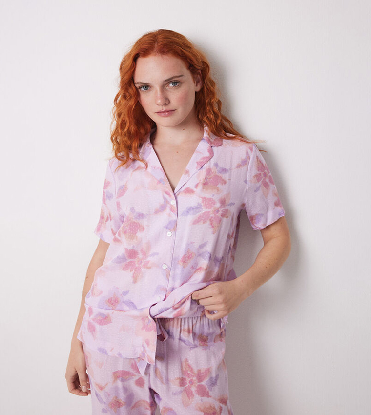 Floral Printed Shirt Pyjama Set