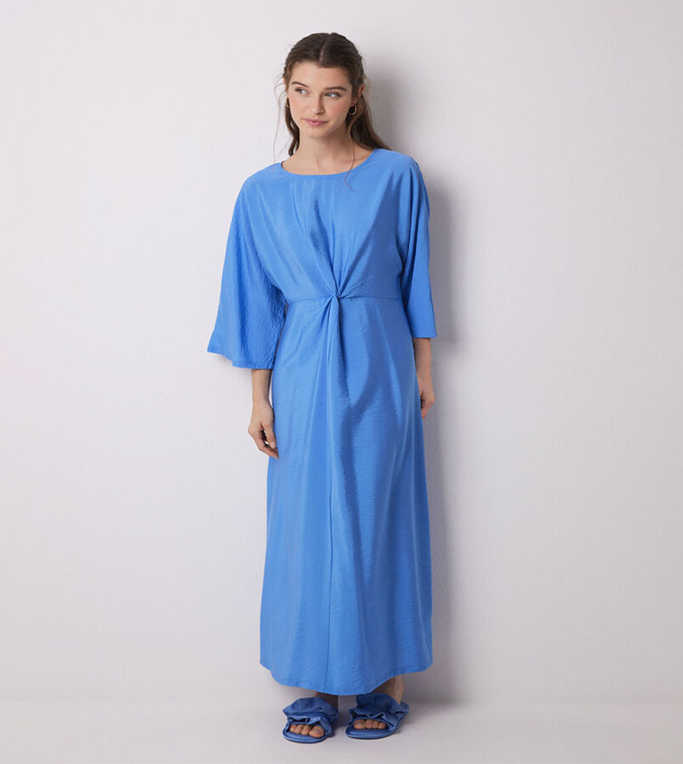 Pleated Satin Maxi Dress