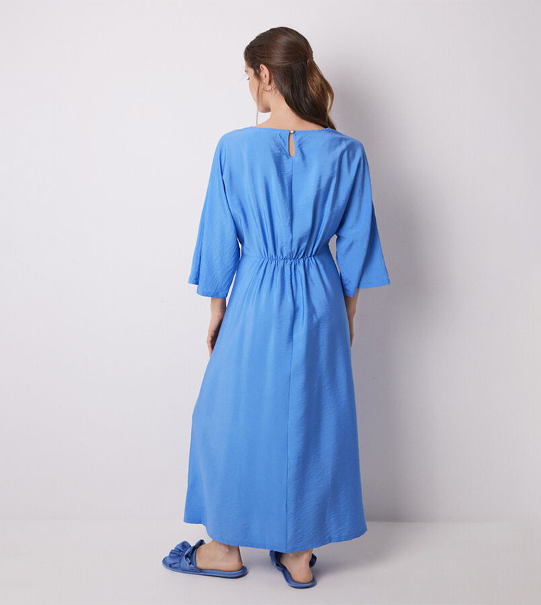 Pleated Satin Maxi Dress