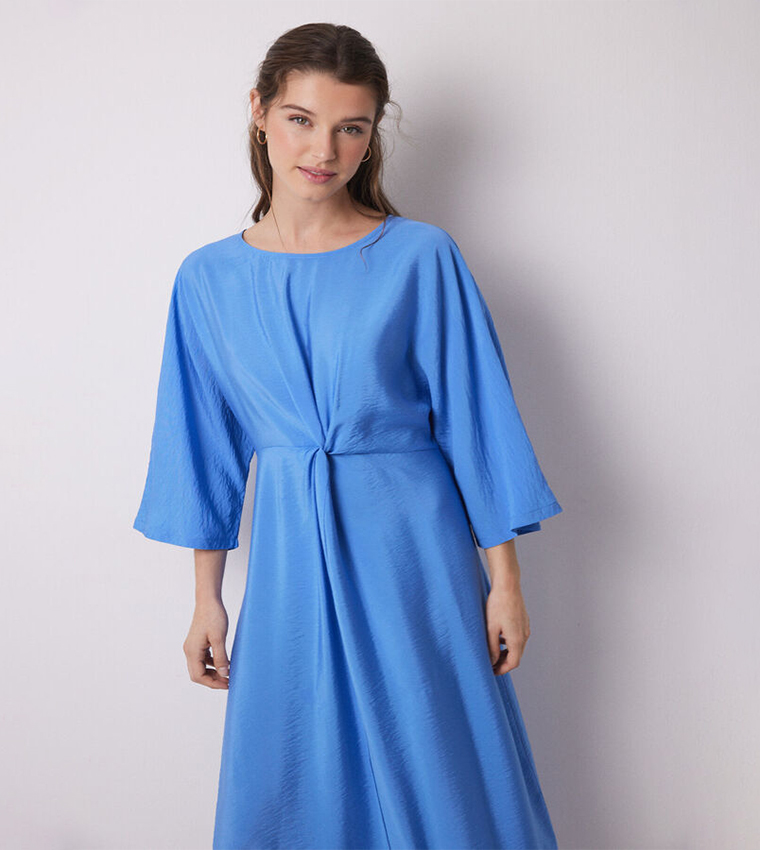 Pleated Satin Maxi Dress