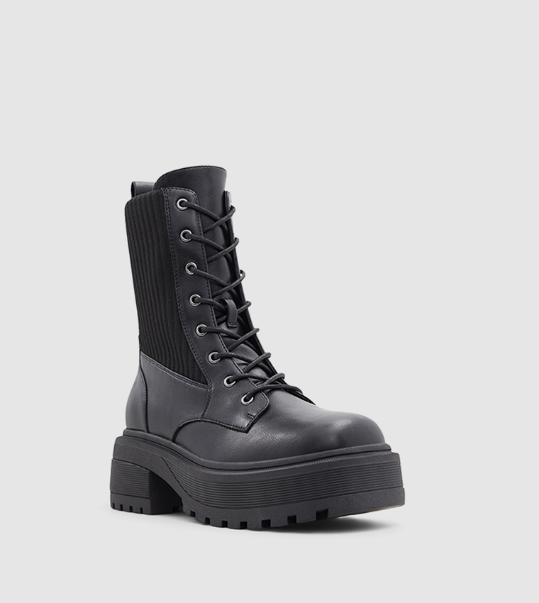 Lace up chunky heel boots store