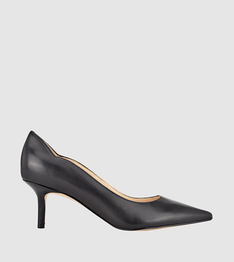 Buy Nine West Mid Heel Leather Pump Black In Black | 6thStreet Kuwait