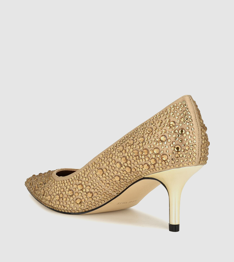 ARLENES FW Embellished Kitten Heel Pumps