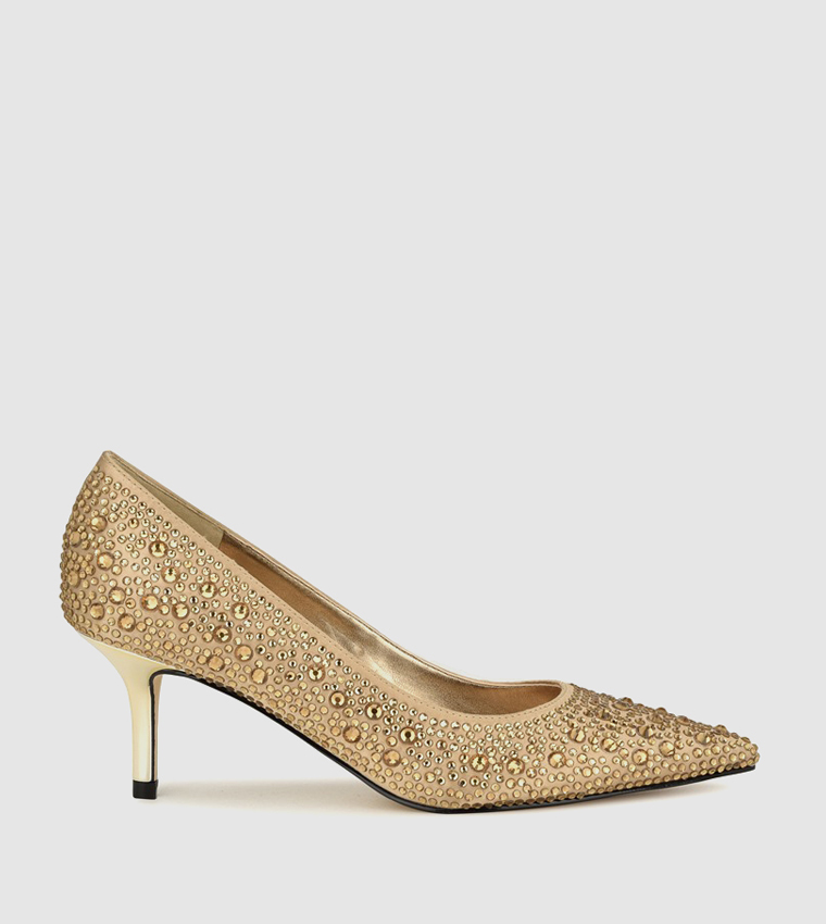ARLENES-FW Embellished Kitten Heel Pumps