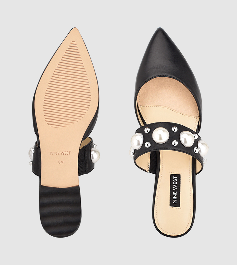 Escarpins Plats En Cuir Noir Nine West NWHaily - Taille US 8 (Pointure Femme) - Occasion
