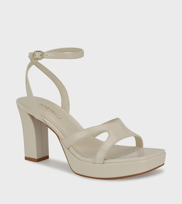 Buy Nine West BLEES Ankle Strap Block Heel Sandals In Beige