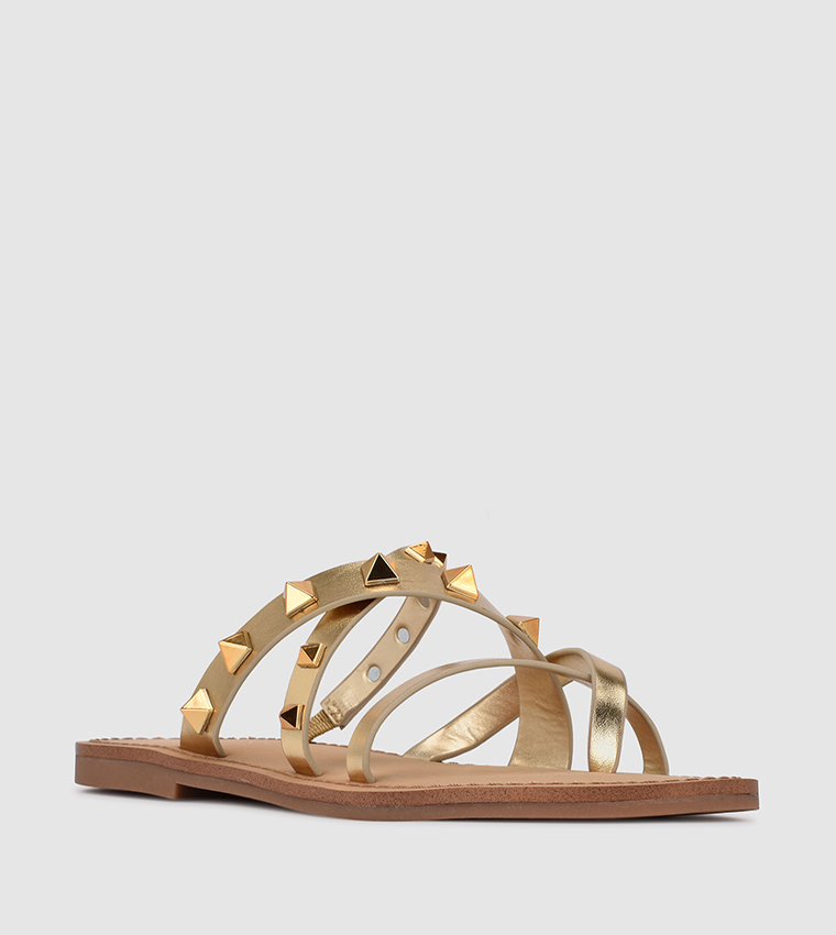 Buy Nine West Embellished Flat Sandals In Gold 6thStreet Bahrain