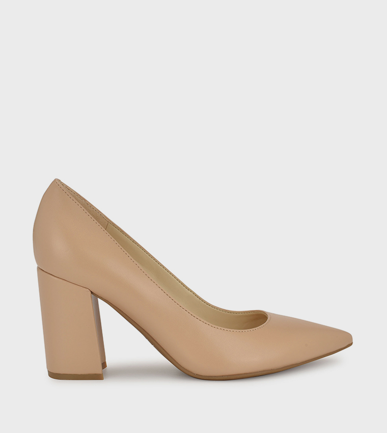 Pointed Toe Block Heel Pumps