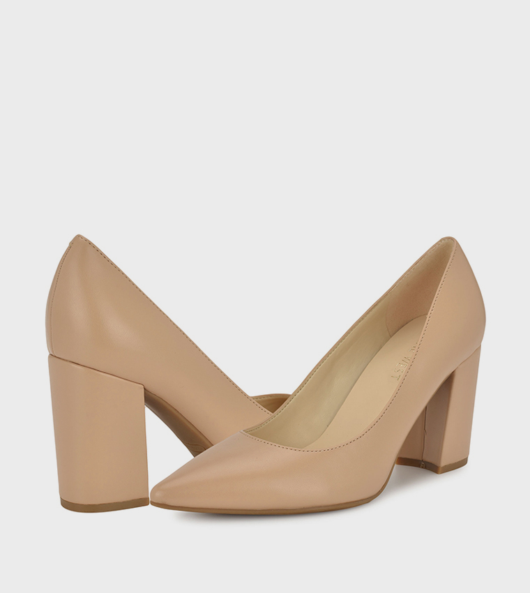 Pointed Toe Block Heel Pumps