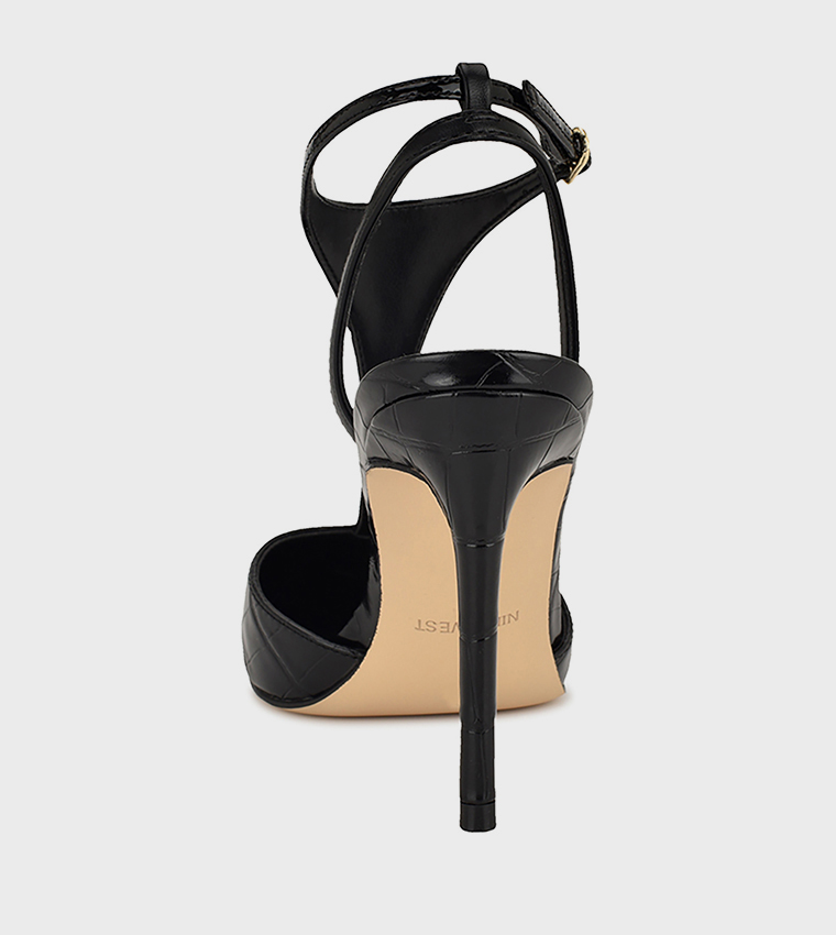 حذاء كعب بحزام كاحل مزخرف