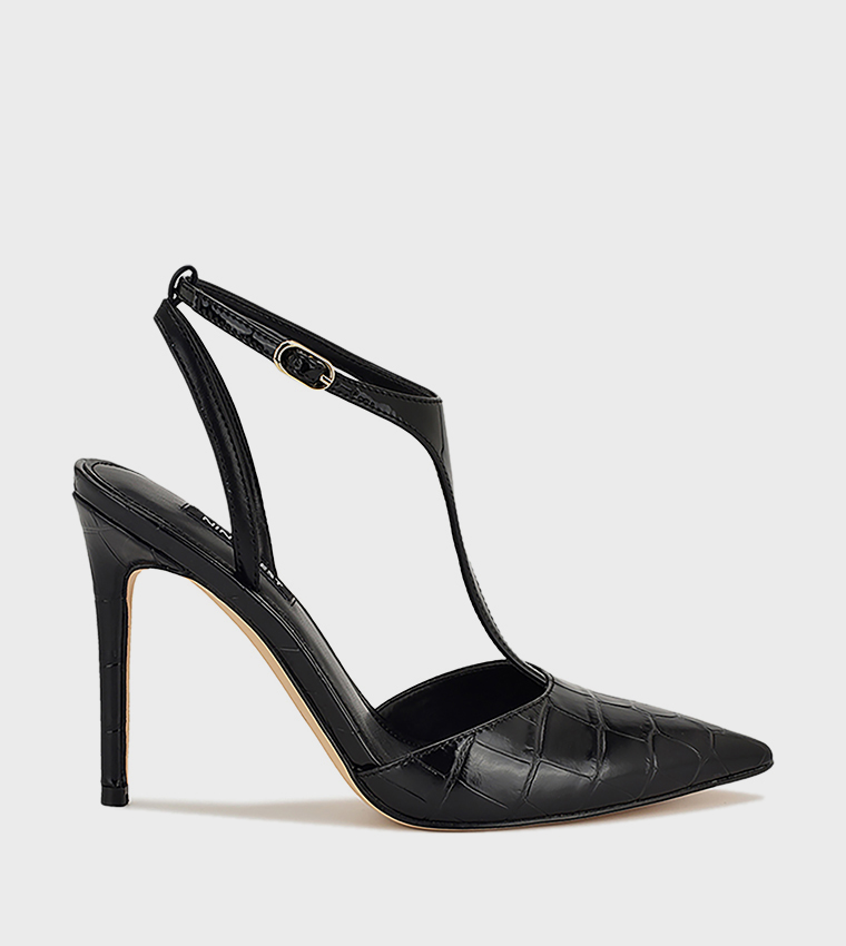 حذاء كعب بحزام كاحل مزخرف