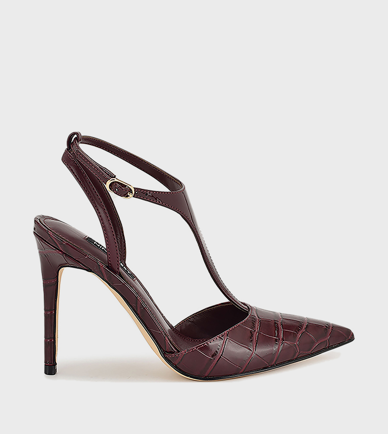 حذاء كعب بحزام كاحل مزخرف