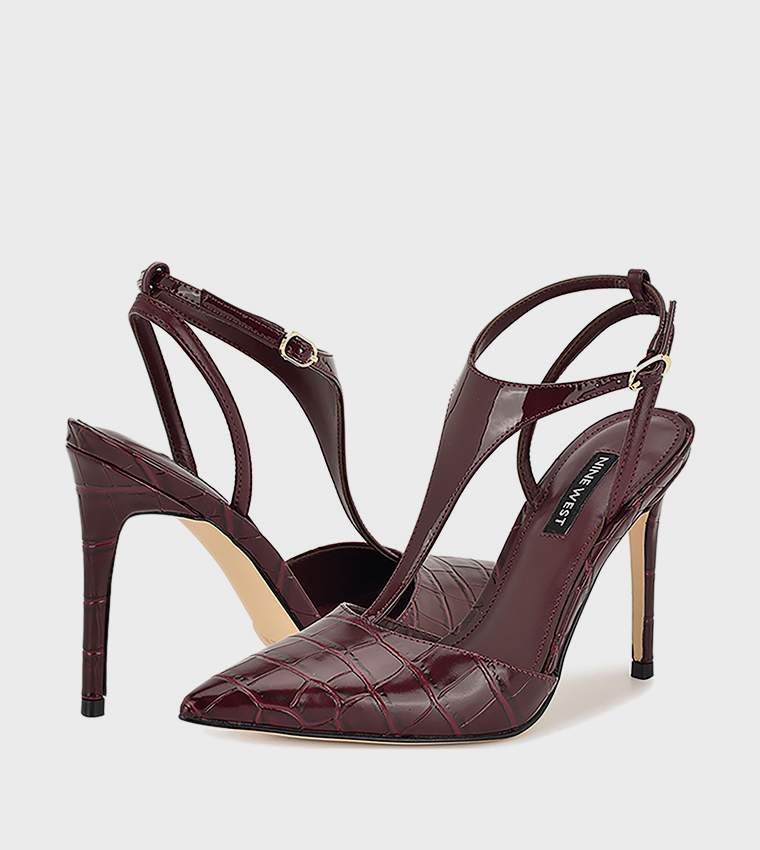 حذاء كعب بحزام كاحل مزخرف