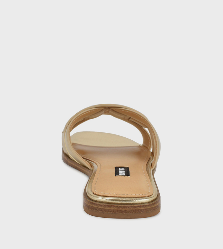 GLORIE Metallic Strappy Flat Sandals