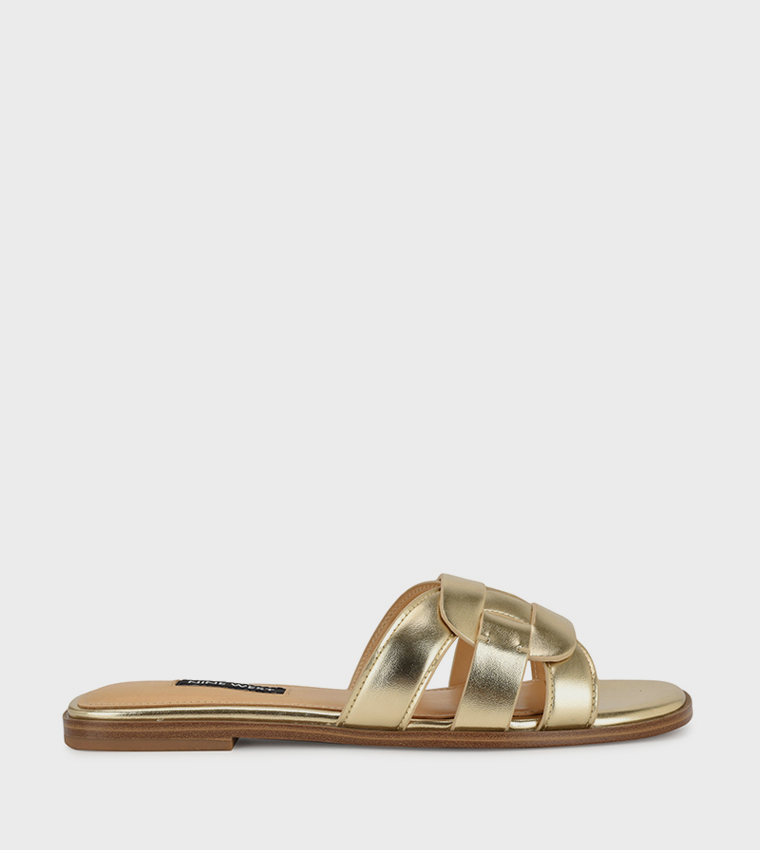 GLORIE Metallic Strappy Flat Sandals