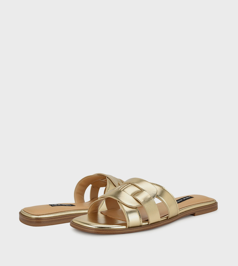 GLORIE Metallic Strappy Flat Sandals