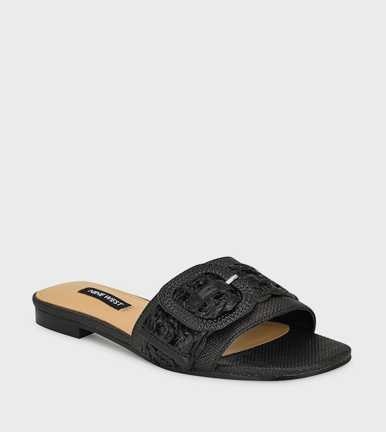 【大特価】Nine West Hagleigh Flat Slide サンダル Buy Nine West HAGLEIGH Open Toe Slide Sandals In Black