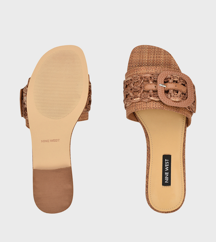 Buy Nine West HAGLEIGH Open Toe Slide Sandals In Brown