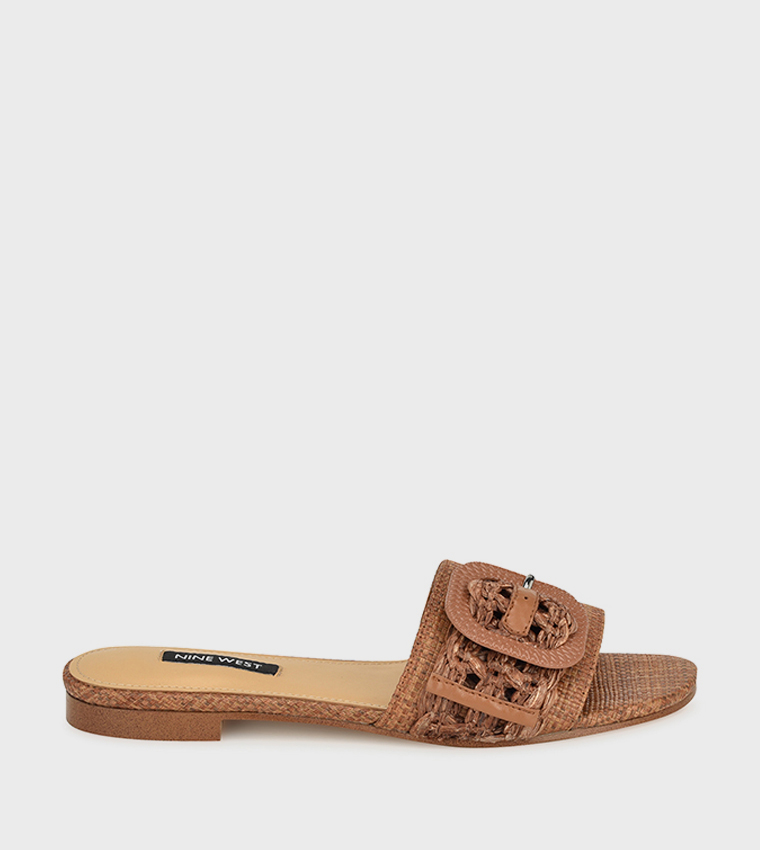 Buy Nine West HAGLEIGH Open Toe Slide Sandals In Brown | 6thStreet Oman