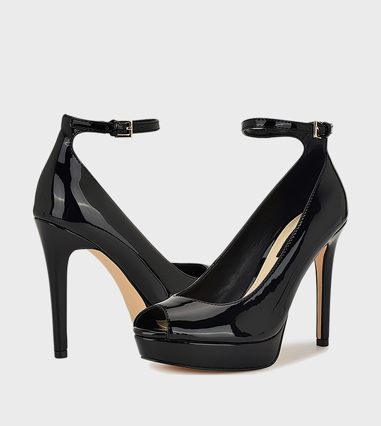 HINKO Glossy Ankle Strap Pumps