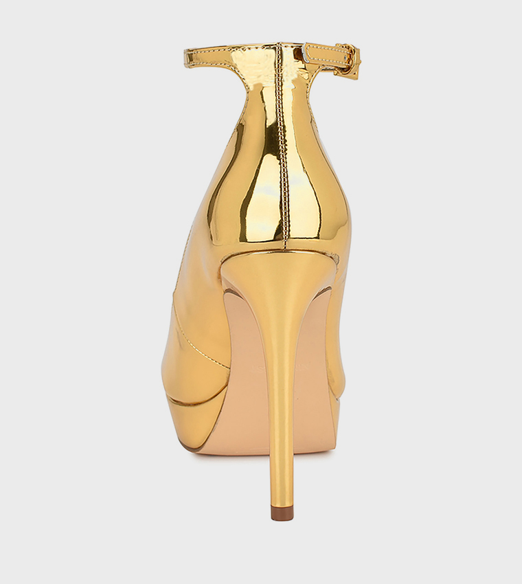 HINKO Metallic Ankle Strap Pumps