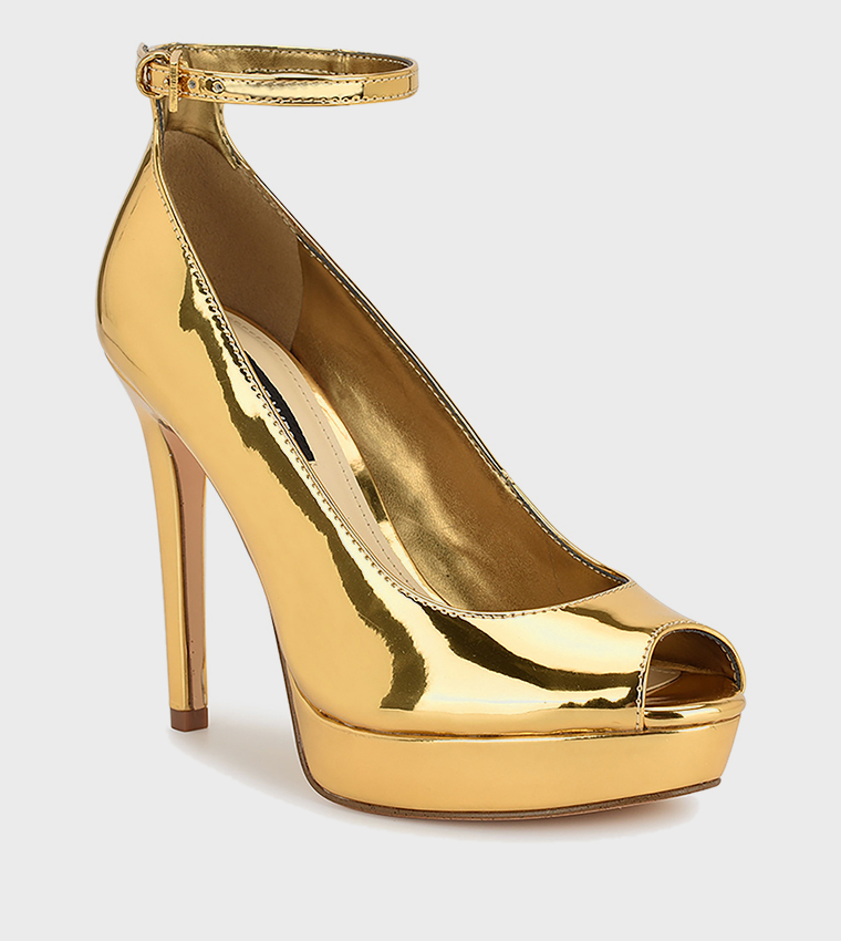 HINKO Metallic Ankle Strap Pumps