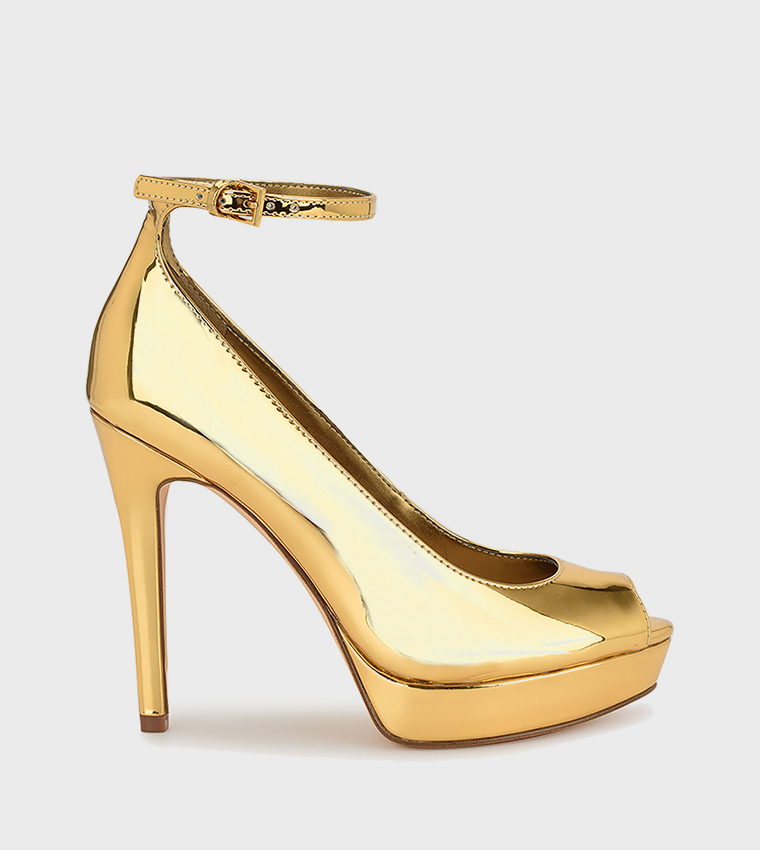 HINKO Metallic Ankle Strap Pumps
