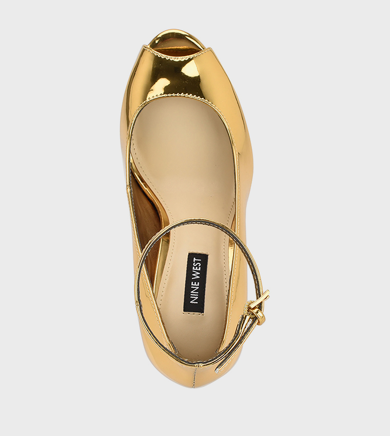 HINKO Metallic Ankle Strap Pumps