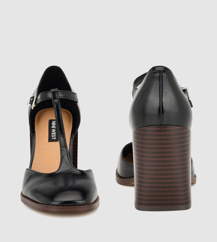 Buy Nine West JANKY T Strap Block Heel Pumps In Black 6thStreet Oman