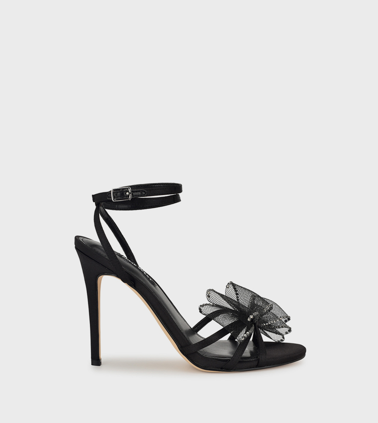 MINKY Bow Detail Ankle Strap Heel Sandals