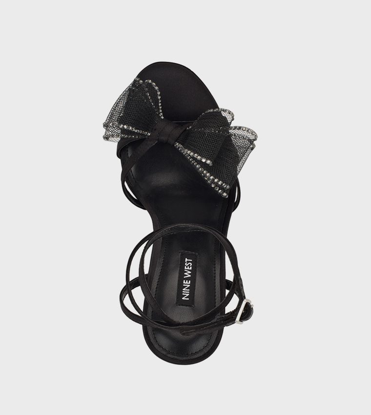 MINKY Bow Detail Ankle Strap Heel Sandals