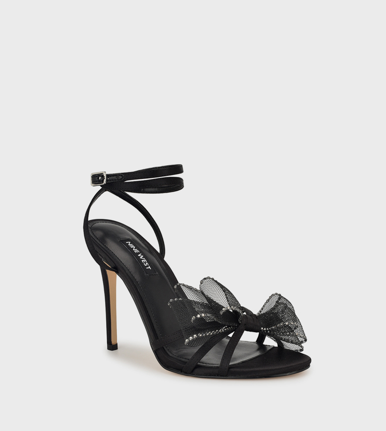 MINKY Bow Detail Ankle Strap Heel Sandals
