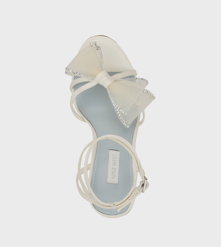 MINKY Bow Detail Ankle Strap Heel Sandals