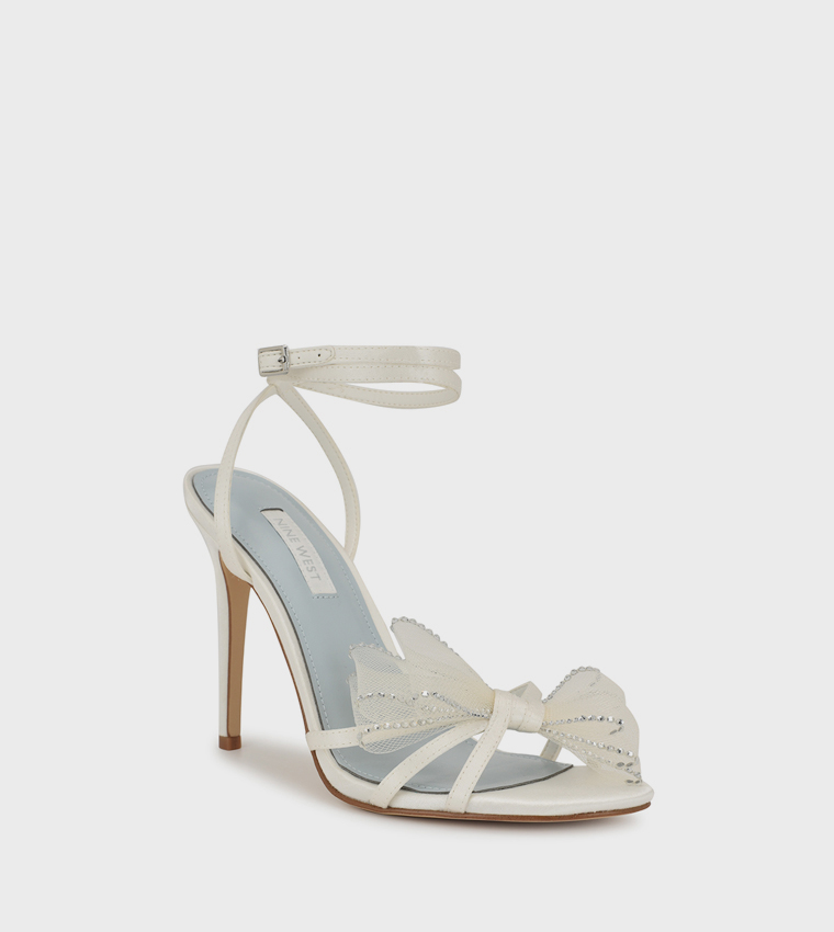 MINKY Bow Detail Ankle Strap Heel Sandals