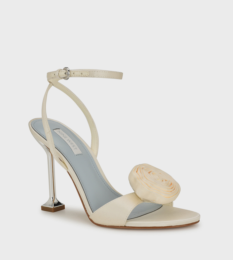 NEVE Appliqued Ankle Strap Heel Sandals
