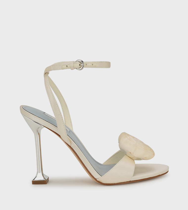 NEVE Appliqued Ankle Strap Heel Sandals